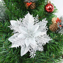 5pcs 14cm Glitter Artificial Christmas Flowers Xmas Tree Ornaments Merry Christmas Decorations for Home New Year Gifts Navidad