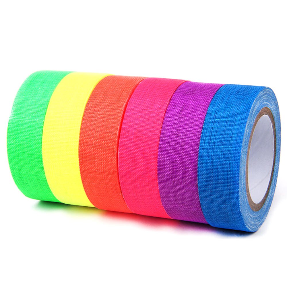 Fluorescent Tape UV Blacklight Reactive Glow In The Dark Tape Neon Gaffer Tape Safety Warning For Home Decor Fluorescent Tapes