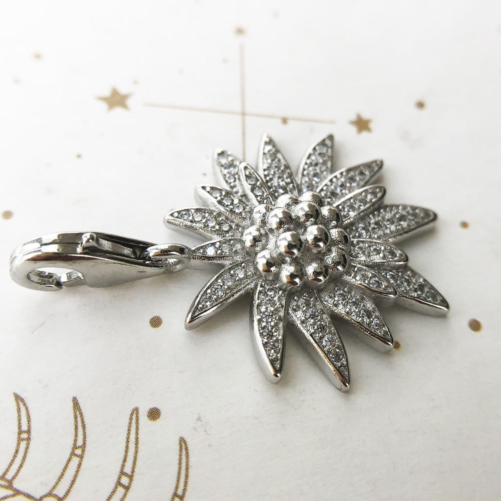 Necklace Edelweiss,2021 Winter Brand New Romantic Fine Jewelry Europe 925 Sterling Silver Bijoux Gift For Women