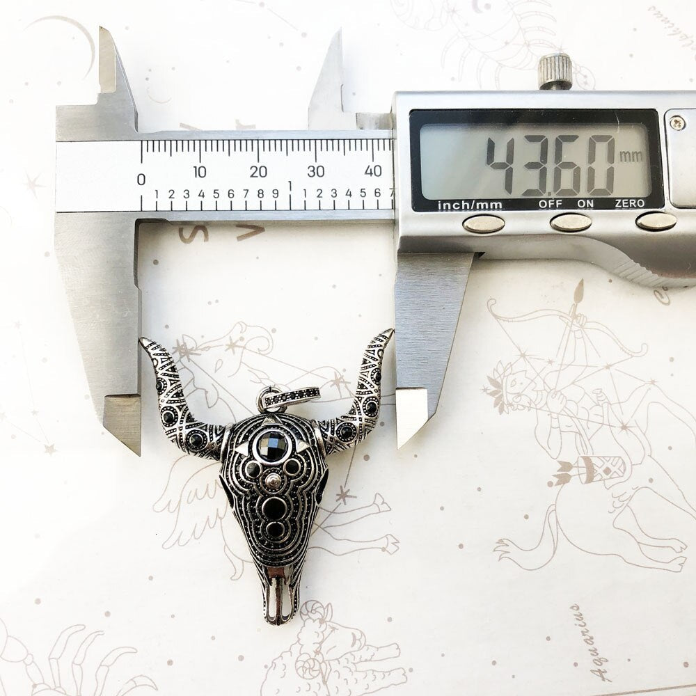 Pendant Bull Buffalo Skull Fashion Vintage Jewelry Europe Solid 925 Sterling Silver Rebel Gift For Women & Men