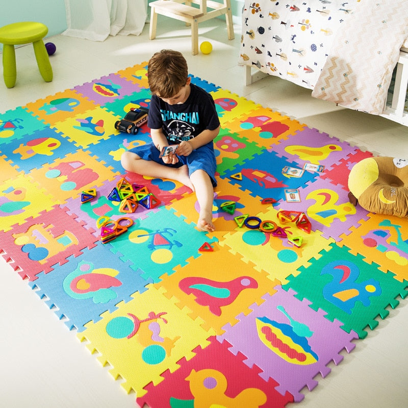 Children's Mat EVA Kids Foam Puzzle Carpet Baby Play Mat Interlocking Floor Tiles with Alphabet and Numbers DropShipping