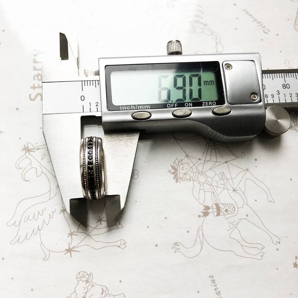 Black CZ Lane Ring,Europe Style Vintage Jewelry Fine Jewerly Gift For Men And Women In 925 Sterling Silver