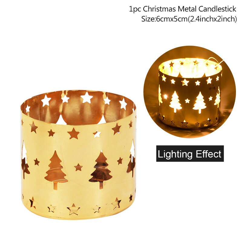 Christmas Iron Hollow Candle Holder Merry Christmas Decorations For Home Table Ornaments Noel Navidad Natal New Year Gifts 2023