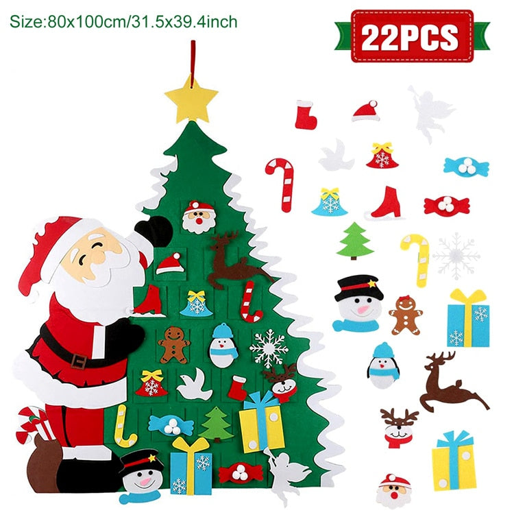 DIY Felt Christmas Tree Christmas Decoration for Home Navidad 2022 New Year Kids Gift Christmas Ornaments Santa Claus Xmas Decor - anconmall