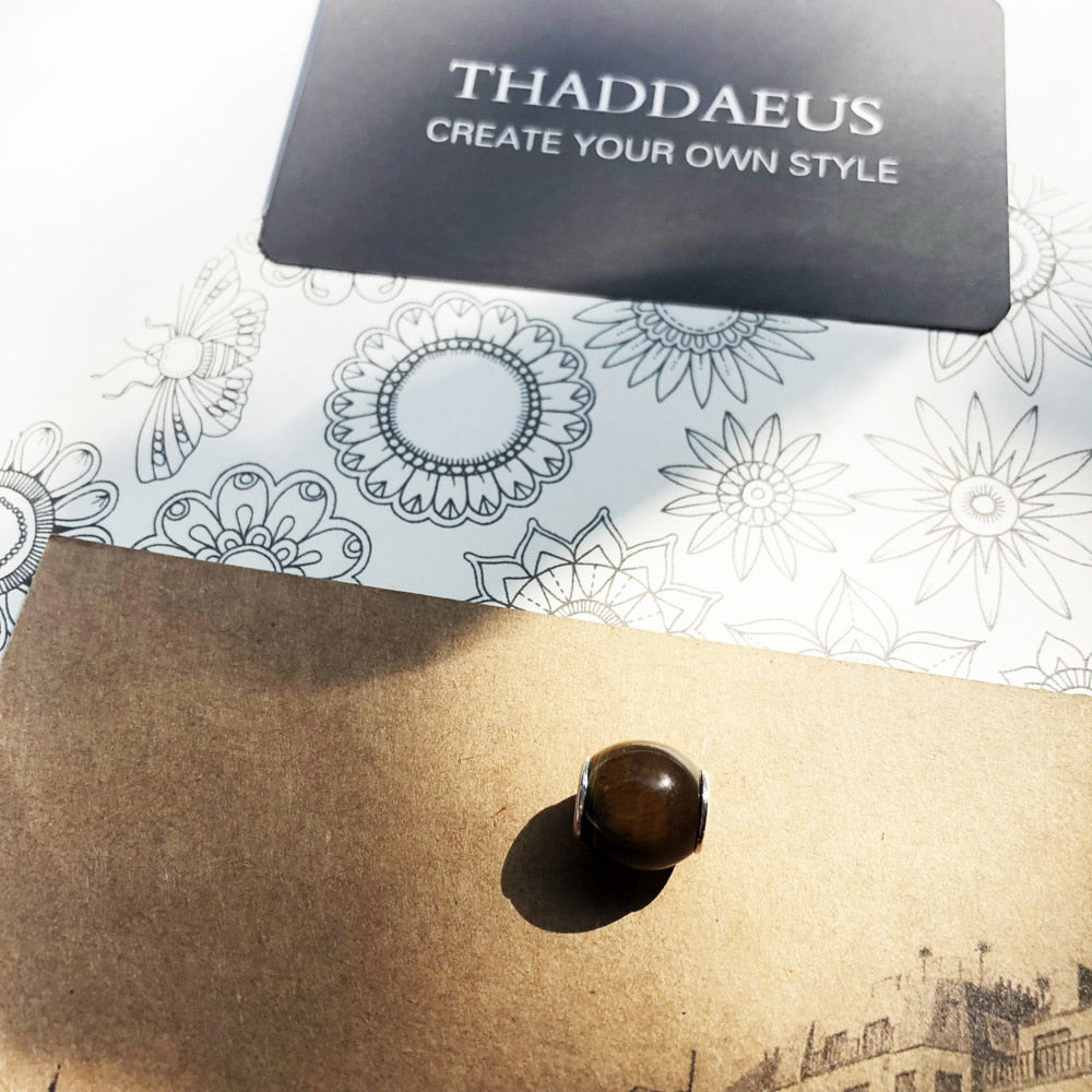 Beads Charm Brown, 925 Sterling Silver Tiger Eye Jewelry Karma European Accessories