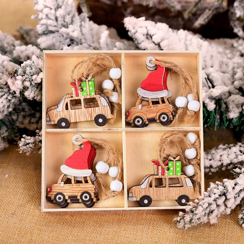 12Pcs Christmas Snowflakes Wooden Pendants Xmas Tree Hanging Ornaments Christmas Decorations for Home Navidad Gift New Year 2023