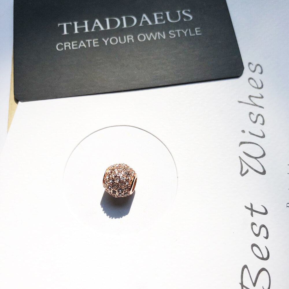 Beads Pink Pave Rose Gold Color Charm Brand New Europe Jewelry Accessories 925 Sterling Silver Gift For Women