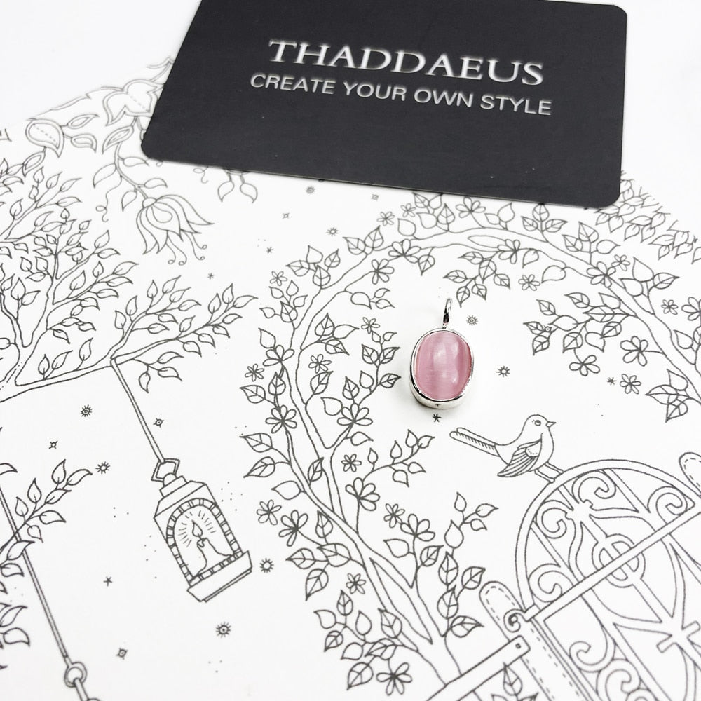 Pendants Pink Oval Opal Stone Winter New Fashion Jewelry Europe 925 Sterling Silver Accessories Gift For Women