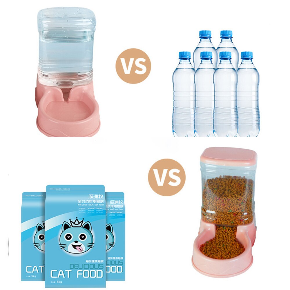 Cat Feeder And Drinker Automatic Cat Food Dispenser Water Bowls Big Capacity Gravity Auto Feeders For Cats - anconmall