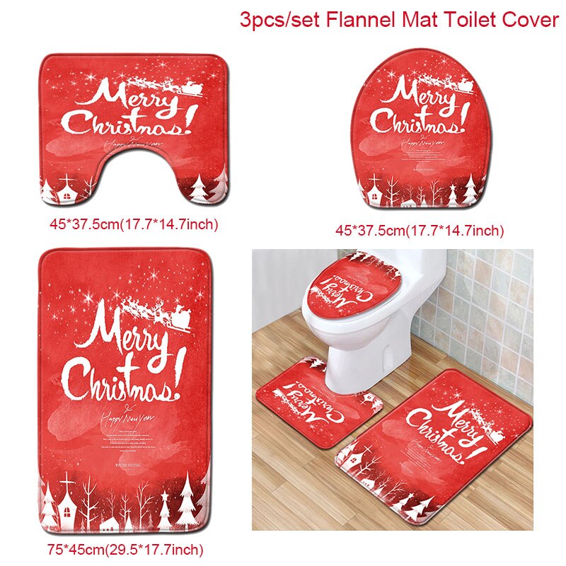 Santa Claus Rug Seat Bathroom Set Merry Christmas Decorations For Home Navidad 2020 Natal Cristmas Party Supplies New Year Gift