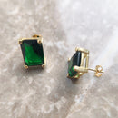 Stud Earrings Green Stone Golden Vintage Jewerly For Women 2022 Charms Elegant Design Gift In 925 Sterling Silver