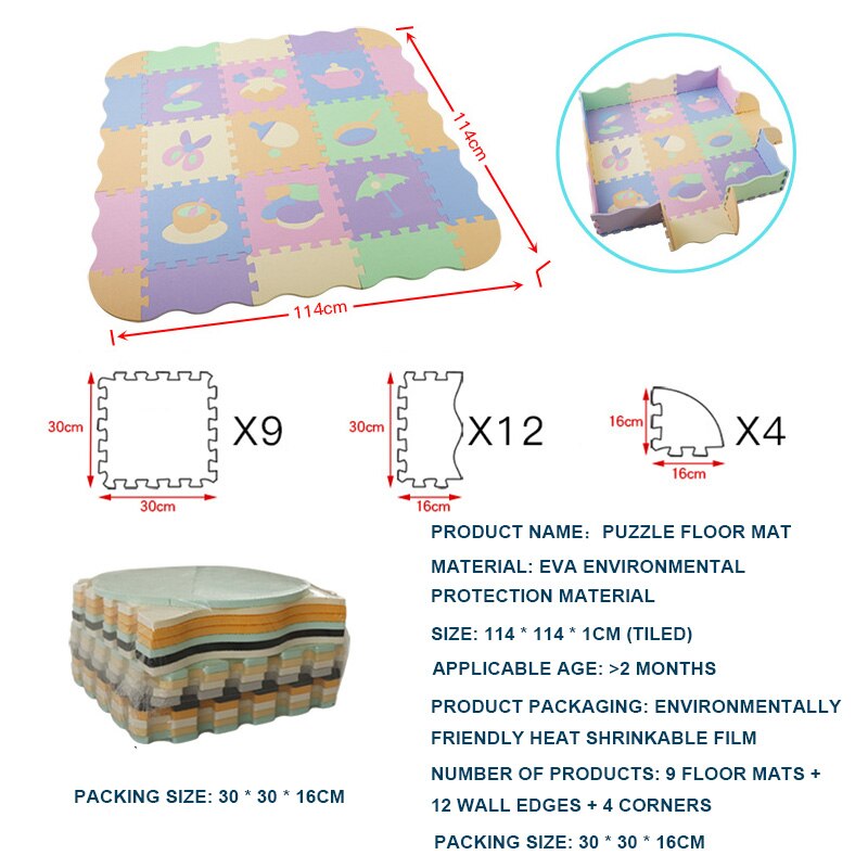 EVA Foam Play Mat with Fence Baby Puzzle Jigsaw Floor Mats Thick Carpet Pad For Kids Educational Toys Activity Pad Random Color