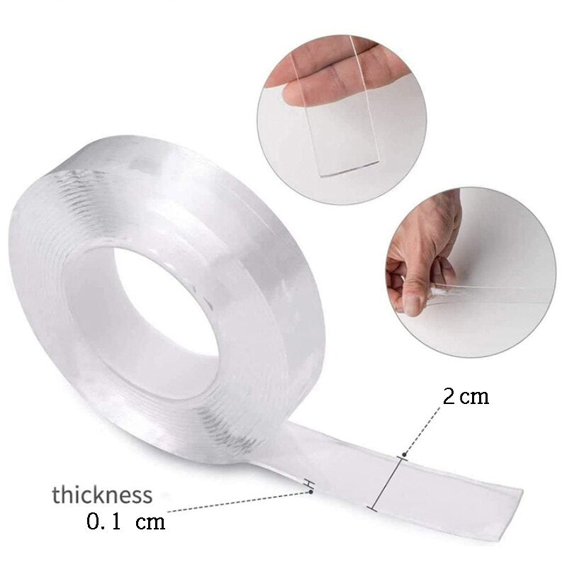 Nano Tape Reusable Traceless Waterproof Strong Adhesive Transparent Dounble Sided Tapes Bathroom Home Hanging Small Objects Tape