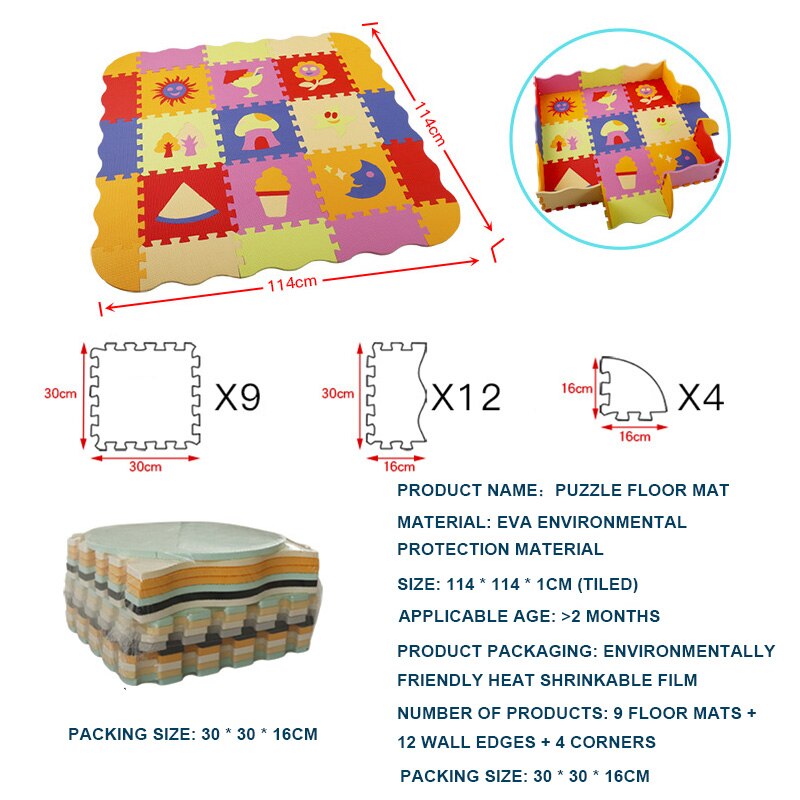 EVA Foam Play Mat with Fence Baby Puzzle Jigsaw Floor Mats Thick Carpet Pad For Kids Educational Toys Activity Pad Random Color