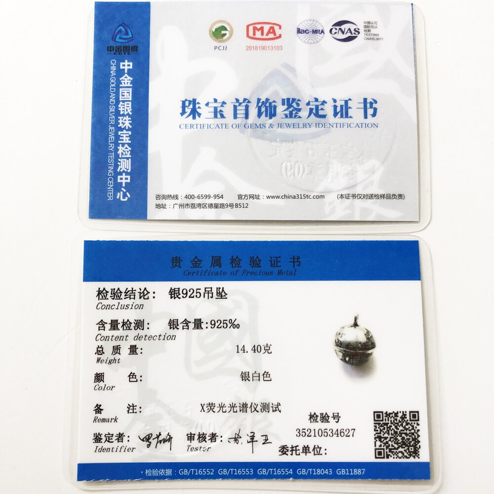 Pendant Gray Globe,Brand New Fashion Jewelry Europe 925 Sterling Silver Bijoux Necklace Accessories Gift For  Men Woman