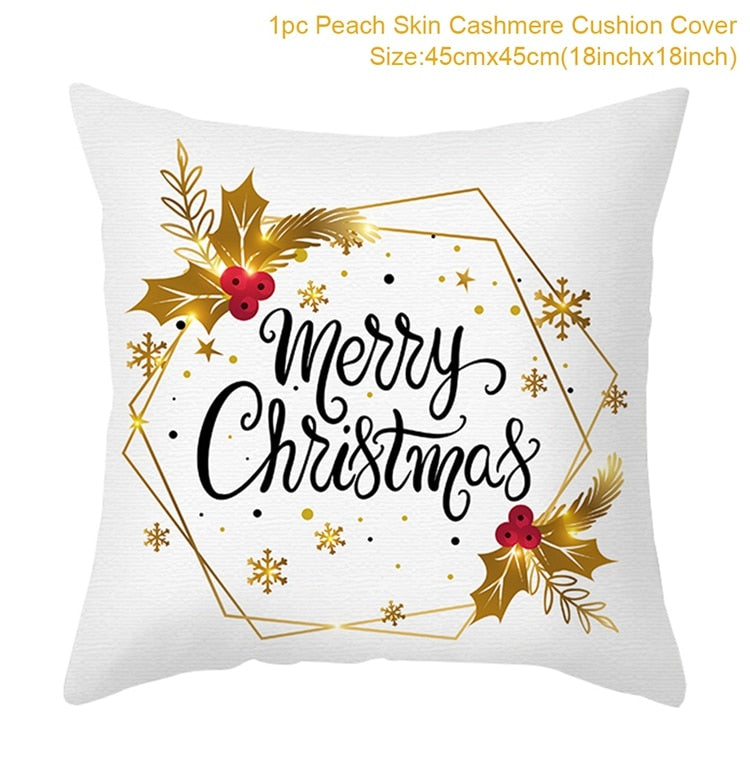 White Golden Xmas Cushion Cover 2022 Merry Christmas Decorations for Home Christmas Ornaments Navidad Xmas Gift New Year 2023