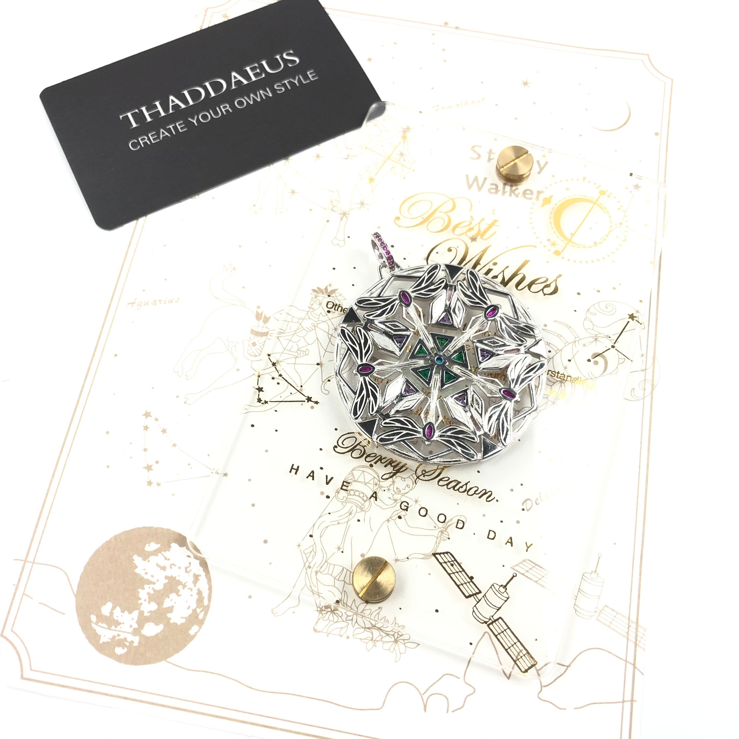 Pendant Amulet Kaleidoscope Dragonfly,Spring New Elaborate Fine Jewelry 925 Sterling Silver Magic Garden Gift For Women