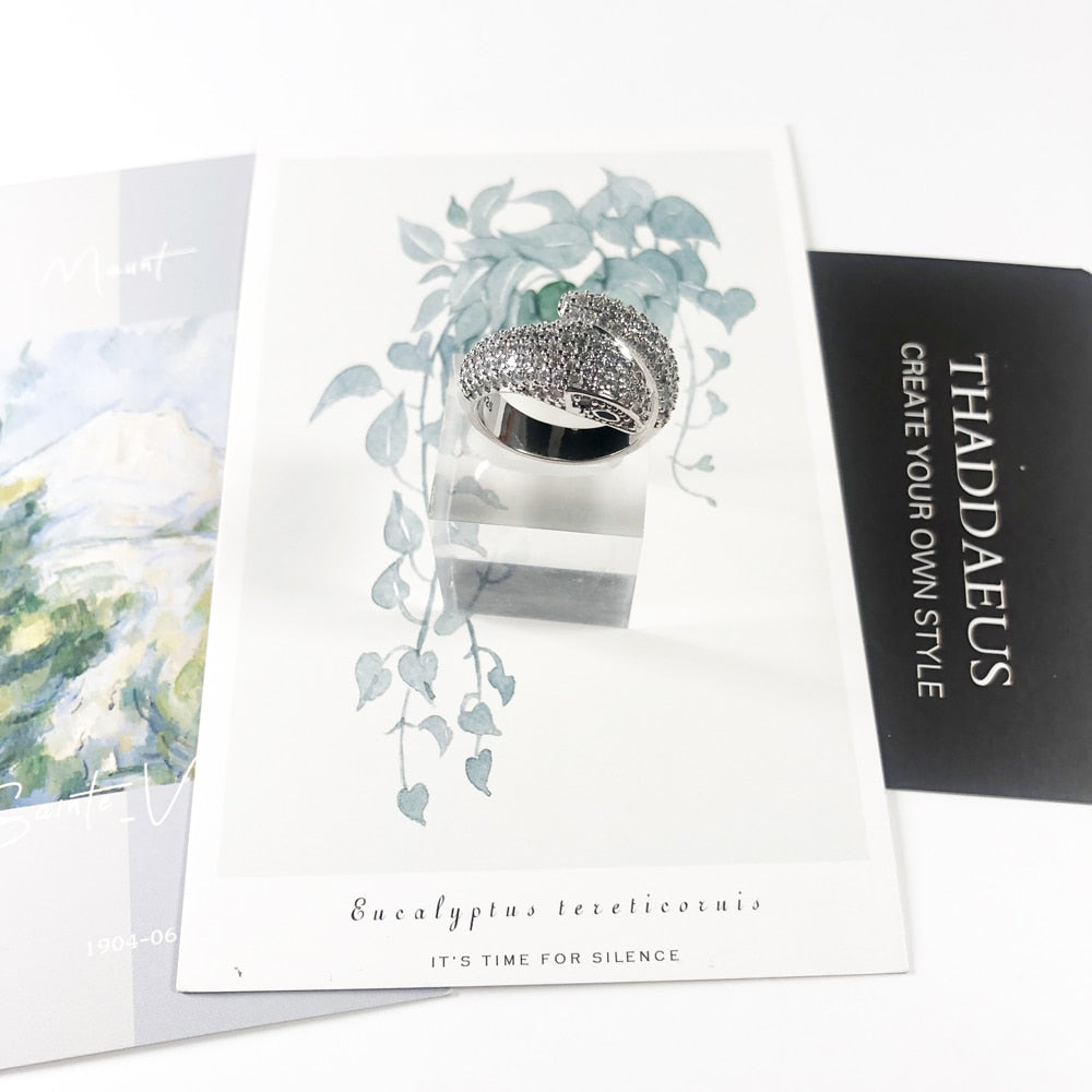 Snake Pave White Rings Europe Style Glam Fashion Good Jewerly For Women Spring Gift In 925 Sterling Silver