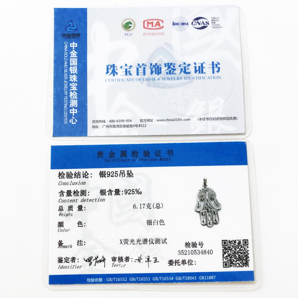 Pendant Hand of Fatima Brand New Fashion Trendy 925 Sterling Silver Jewelry Europe Accessories Gift For Women Men