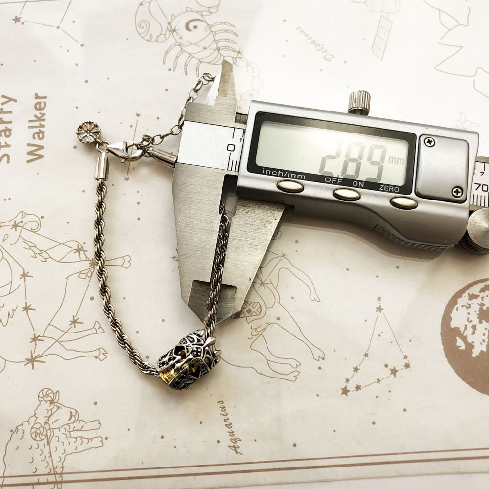 Skull Knight Karma Wheel Wire Chain Bracelet For Women Men 925 Sterling Silver Summer Brand New Party Gifts