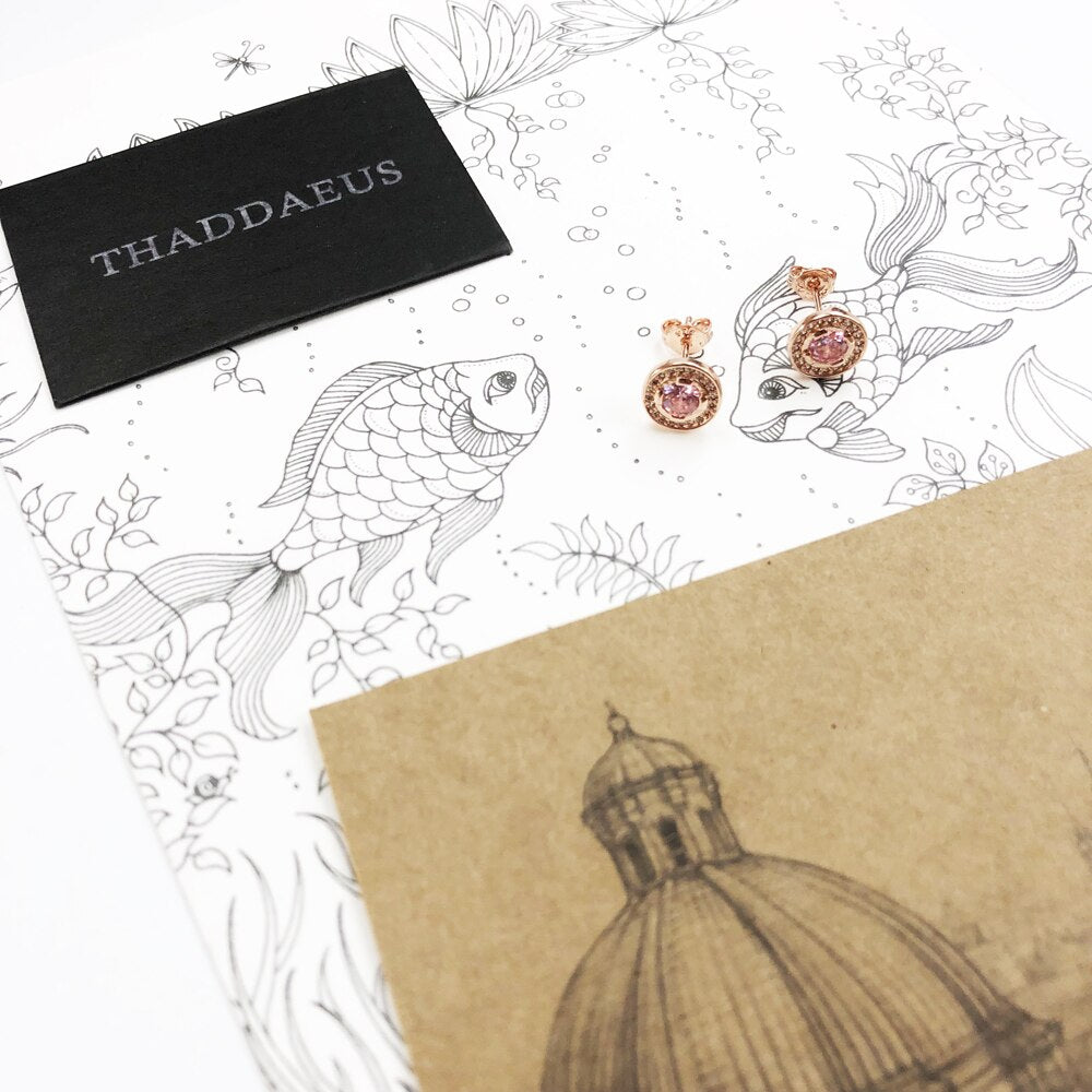 Light of Luna Pink Round Ear Studs Earrings Europe Style Fashion Jewerly For Women Gift In 925 Sterling Silver