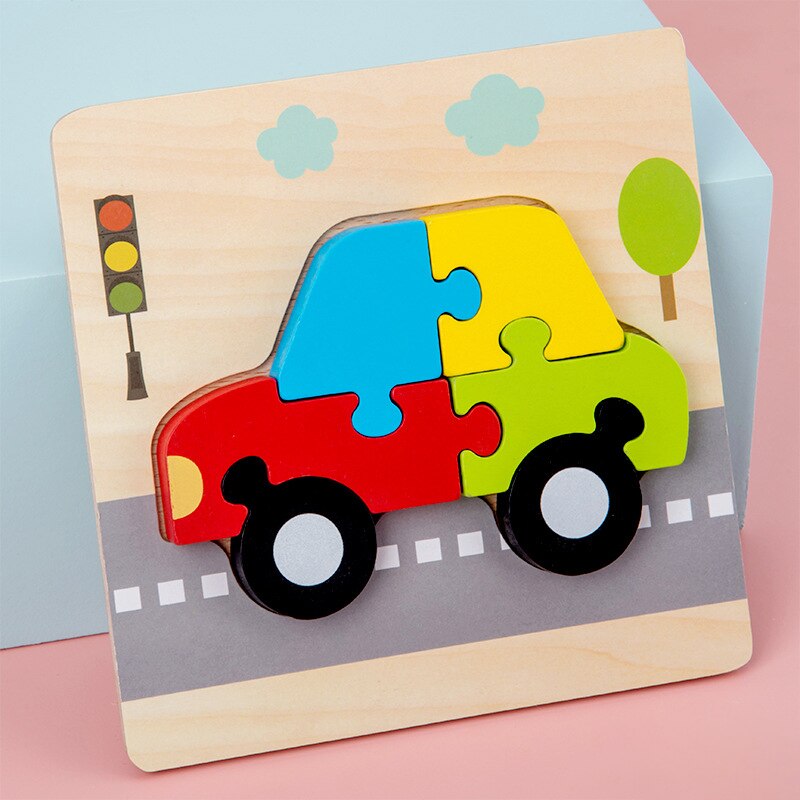 3D Shape Cognition Board Children's Jigsaw Puzzle Wooden Toys Kids Educational Toy Baby Montessori Learning Match Tangram Toys