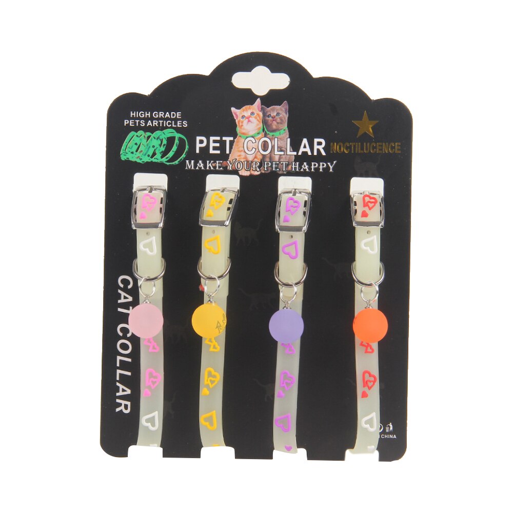 4PCS Luminous Collars For Cat Pet Collar For Cats And Dogs Luminous Bell Collar Adjustable Rubber Luminous - anconmall