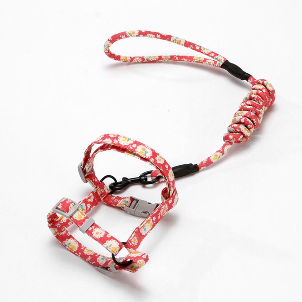 Japanese Style Adjustable Nylon Collars for Pet Cats Anti-Breakaway Harness and Walking Leash Set Kitten Vest Leads Pet Supplies - anconmall