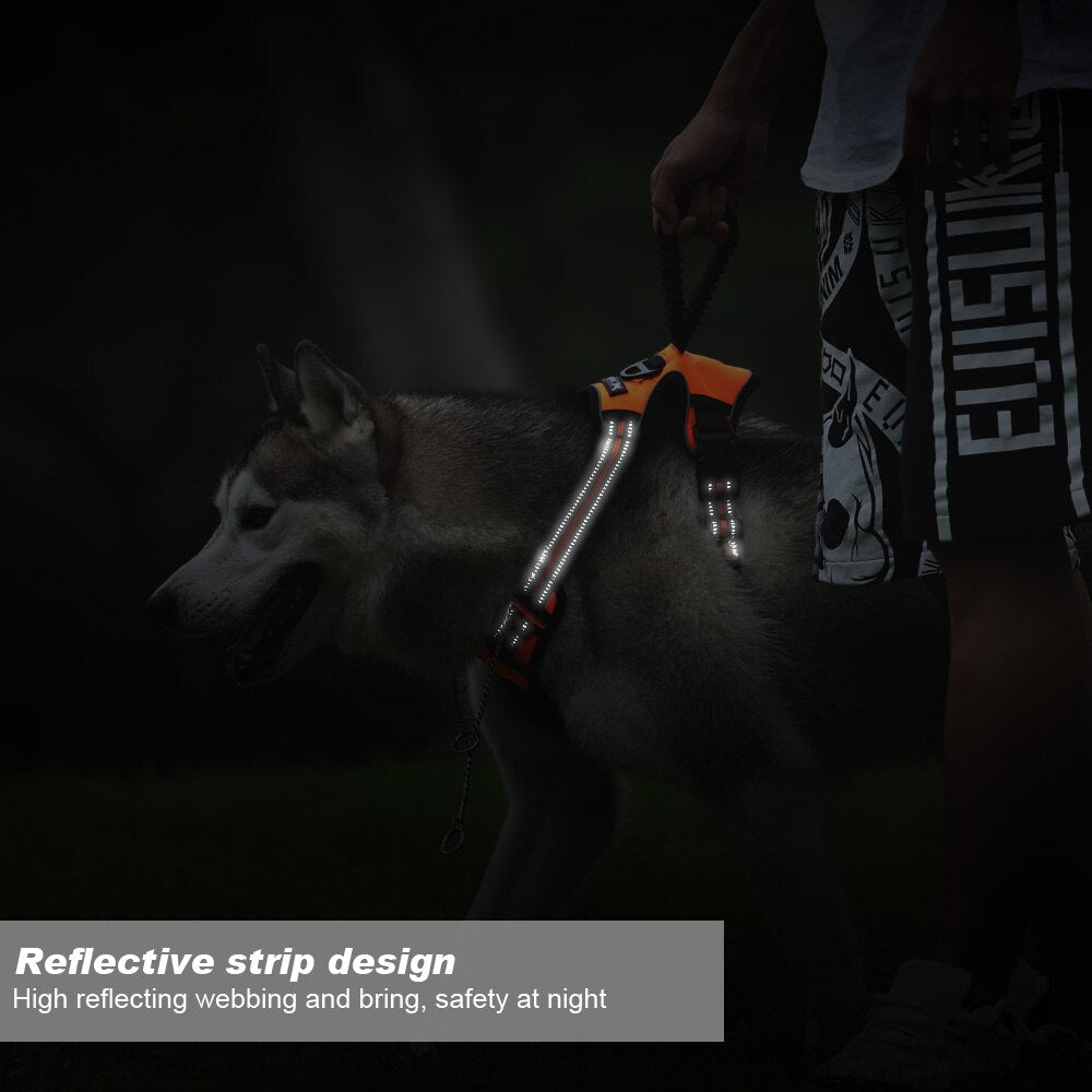 1000D Oxford Cloth Dog Harness with Elastic Handle Adjustable Dog Vest Walk Harnesses for Medium and Large Dogs German Shepherd - anconmall