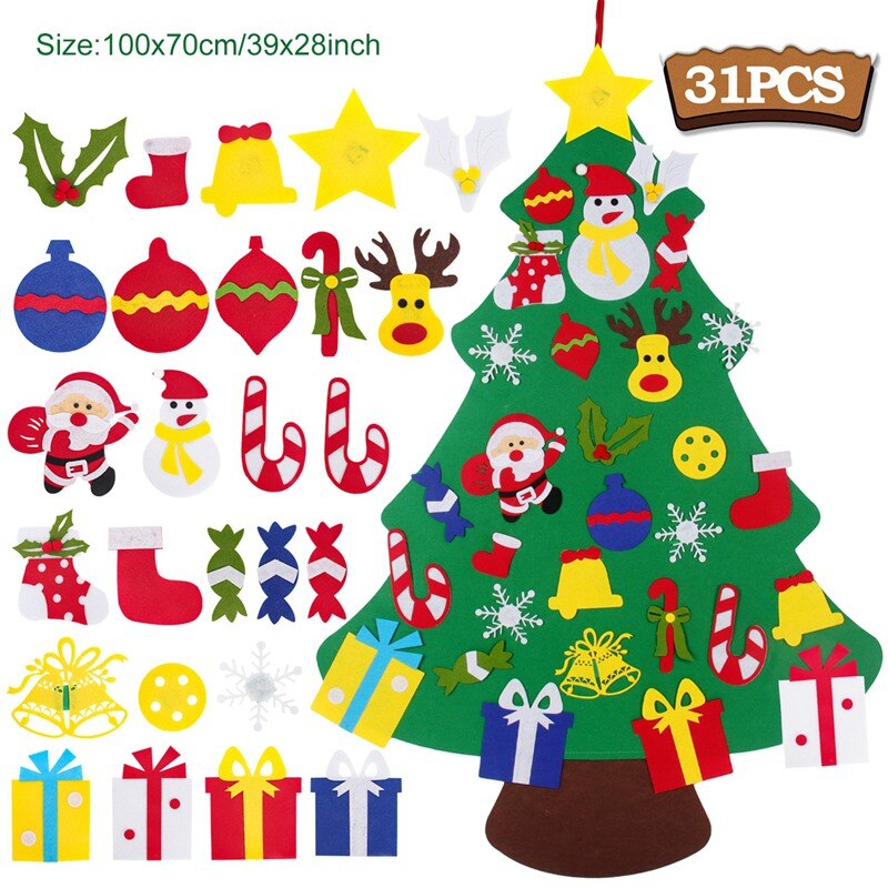 Diy Felt Christmas Tree Christmas Decor for Home Navidad 2022 New Year Gifts for Kids Cristmas Ornaments Navidad Natal Xmas Tree