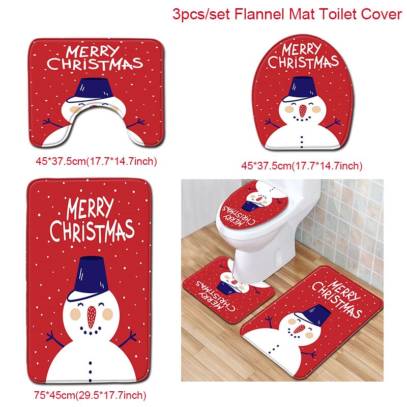 Santa Claus Rug Seat Bathroom Set Merry Christmas Decorations For Home Navidad 2020 Natal Cristmas Party Supplies New Year Gift