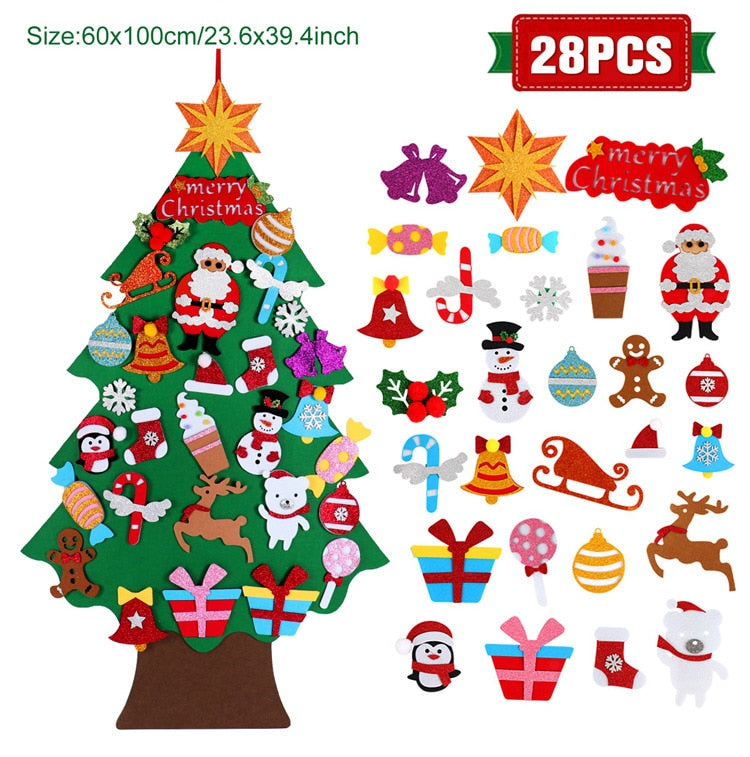 DIY Felt Christmas Tree Christmas Decoration for Home Navidad 2022 New Year Kids Gift Christmas Ornaments Santa Claus Xmas Decor - anconmall