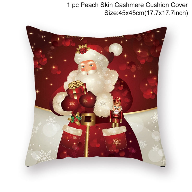 Christmas Cushion Cover Merry Christmas Decor For Home Santa Claus Christmas Ornament Xmas Gift Navidad 2022 Happy New Year 2023