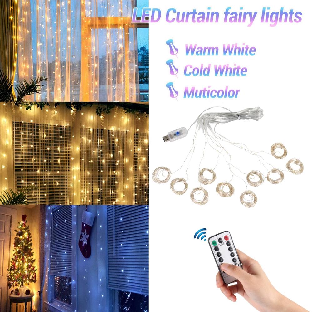 USB Christmas Curtain Lights Christmas Decorations for Home Christmas Ornaments Tree Xmas Navidad Natal Decor 2022 New Year 2023