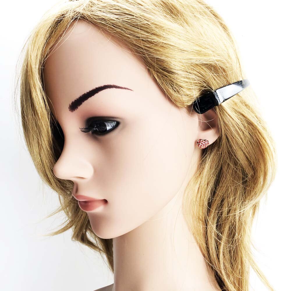 Stud Earrings Pink Heart,Europe Style Glam Fashion Romantic Jewerly For Women Gift In 925 Sterling Silver,Super Deal