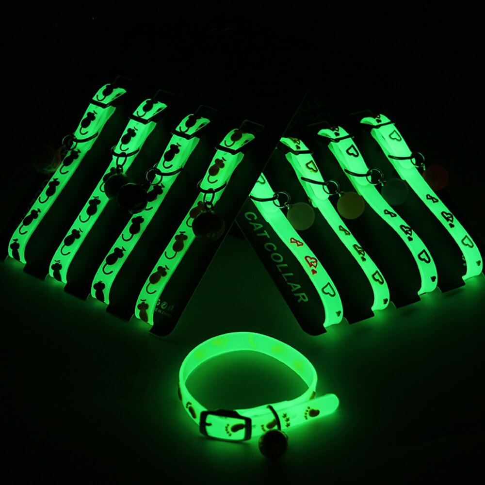 4PCS Luminous Collars For Cat Pet Collar For Cats And Dogs Luminous Bell Collar Adjustable Rubber Luminous - anconmall