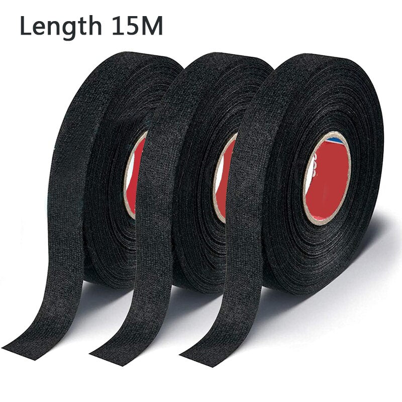 15 Meter Heat-Resistant Flame Retardant Tape Coroplast Adhesive Cloth Tape For Car Cable Harness Wiring Loom Protection Velvet