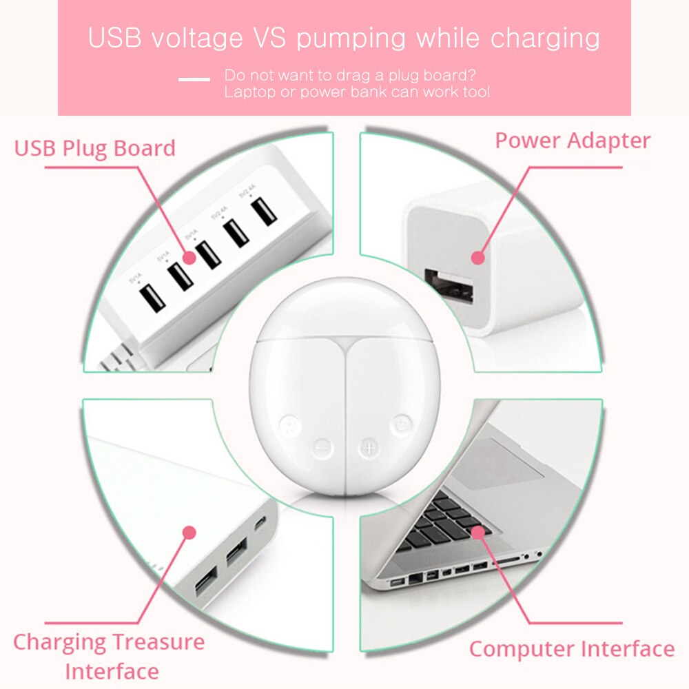 Electric Breast Pump with Milk Bottle Lactation Suck USB Breast Enlargement Pump with Message Heating Pads Feeding Nipples