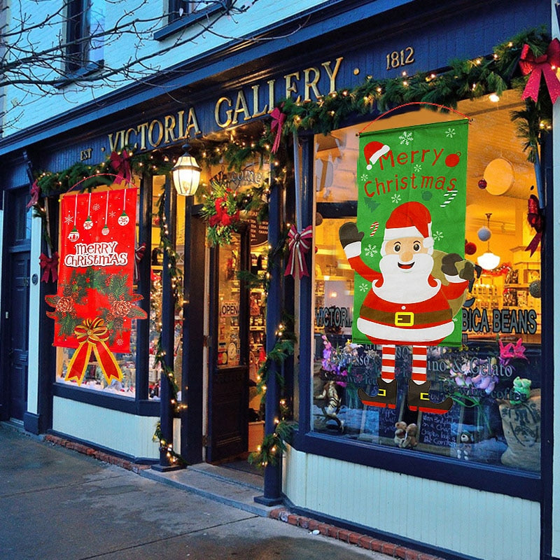 Merry Christmas Porch Door Banner Hanging Ornament Christmas Decoration For Home Xmas Navidad 2022 Happy New Year 2023