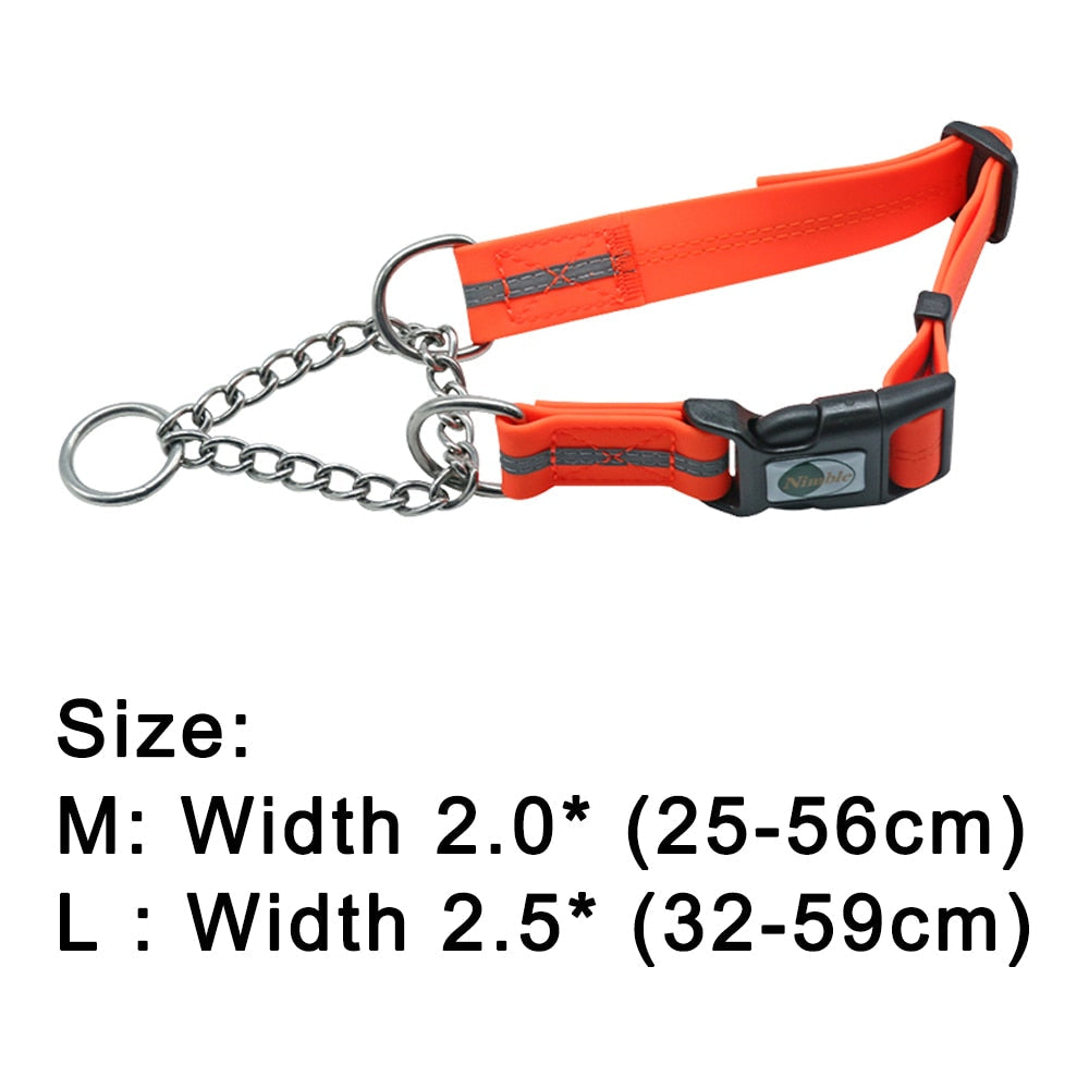 Martingale Collar Dog PVC with Welded Link Chain Reflective Waterproof Dirtproof Adjustable Collars For Small Medium Big Dogs - anconmall