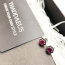 Hexagon Red Studs Earrings,Europe Style Fine Jewerly For Women Handcrafted Gift In 925 Sterling Silver