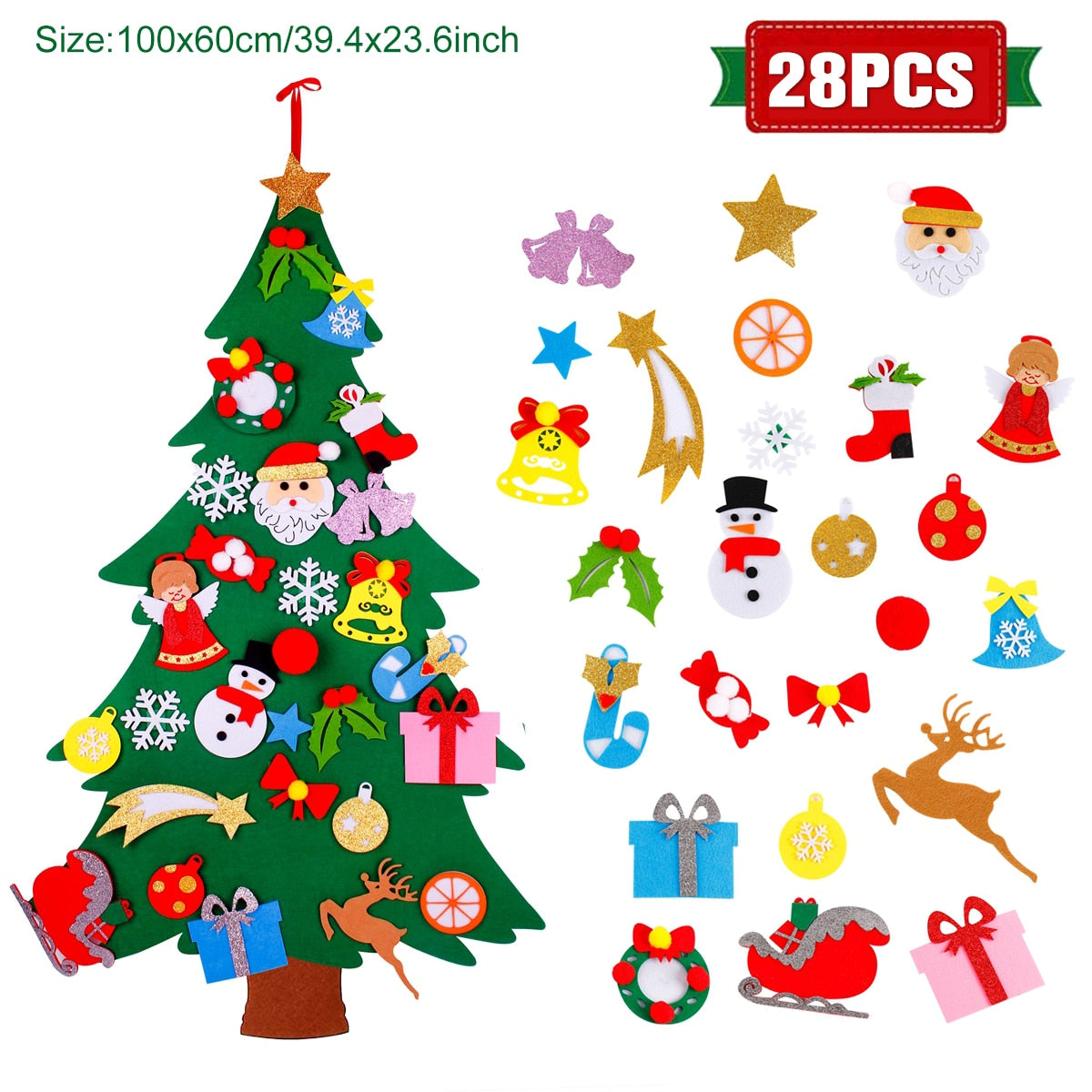 DIY Felt Christmas Tree Christmas Decoration for Home Navidad 2022 New Year Kids Gift Christmas Ornaments Santa Claus Xmas Decor