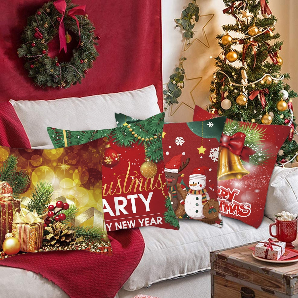 Christmas Cushion Cover Merry Christmas Decorations for Home 2022 Christmas Ornament Xmas Gifts Navidad Noel Happy New Year 2023