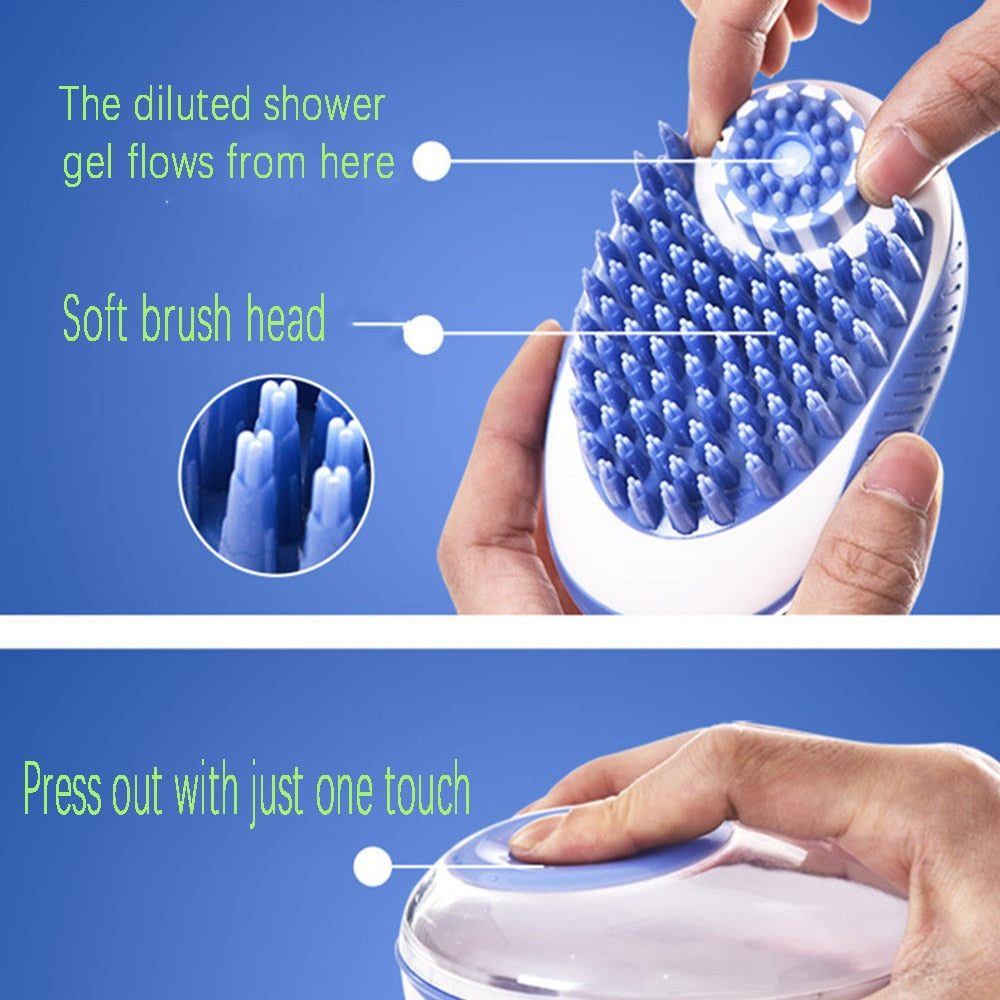 2-In-1 Pet Dog Bath Brush Pet SPA Massage Comb Soft Silicone Dogs Cats Shower Hair Grooming Cmob Dog Cleaning Tool Pet Supplies - anconmall