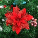 5pcs 14cm Glitter Artificial Christmas Flowers Xmas Tree Ornaments Merry Christmas Decorations for Home New Year Gifts Navidad