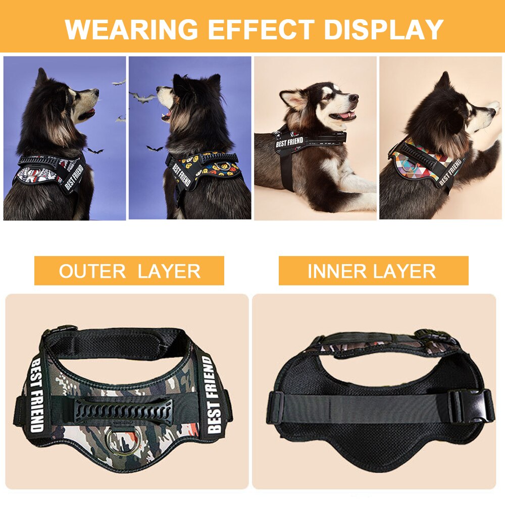 No Pulling Reflective Dog Chest Strap with Customizable Name Tags Adjustable Pet Dog Vest Harness Corgi Golden Retriever Samoye - anconmall
