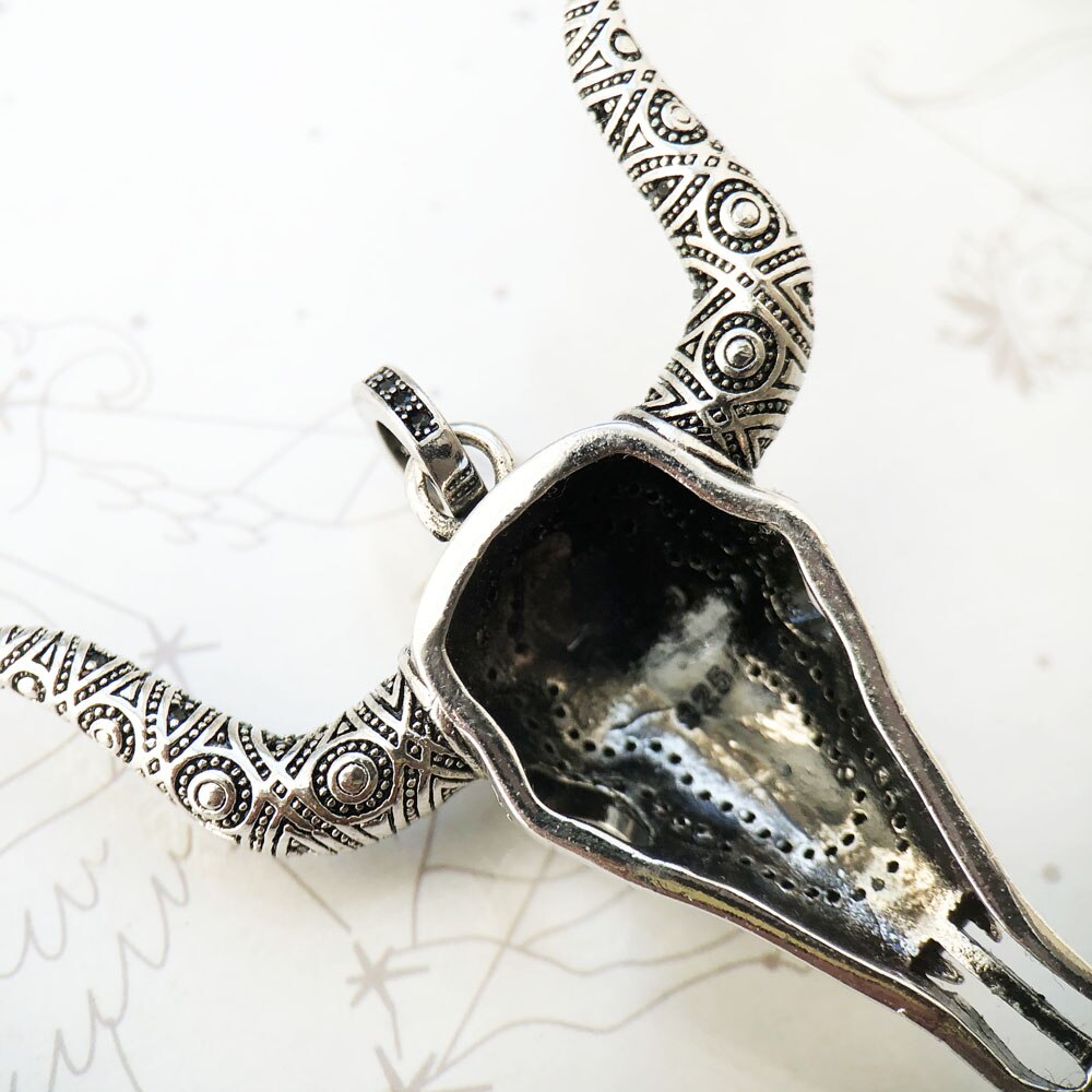 Pendant Bull Buffalo Skull Fashion Vintage Jewelry Europe Solid 925 Sterling Silver Rebel Gift For Women & Men