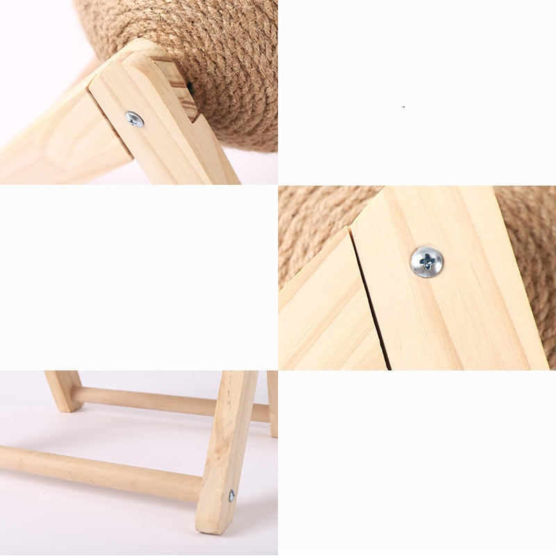 Cat Scratching Ball Wood Stand Pet Furniture Sisal Rope Ball Toy Kitten Climbing Scratcher Grinding Paws Scraper Toys For Cats - anconmall