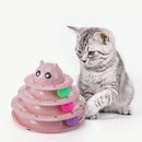 Funny Cat Toys 3-Tiers Interactive Pet Turntable Kitten Ball Toy Track Ball Tower with 3 Rollers for Kitten Toy - anconmall