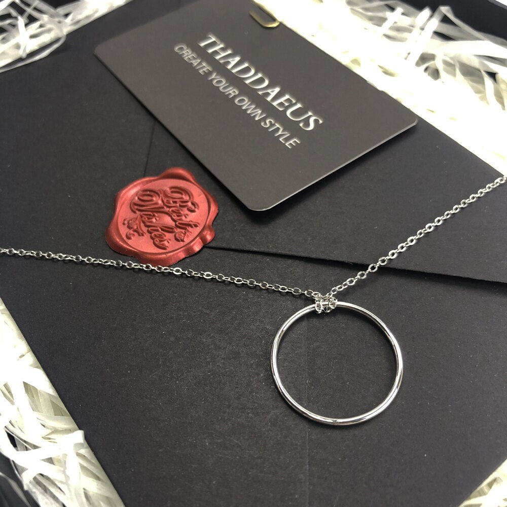 Necklace Large Circle Spring Fashion Charm Carrier Jewelry Europe 925 Sterling Silver Gift For Women Men